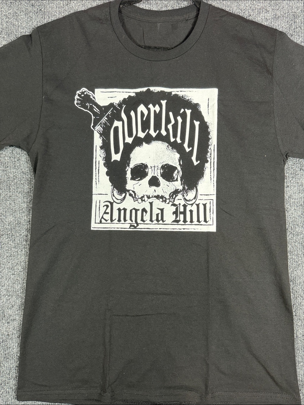 Overkill Angela Hill UFC MMA Skull Black Graphic T-Shirt